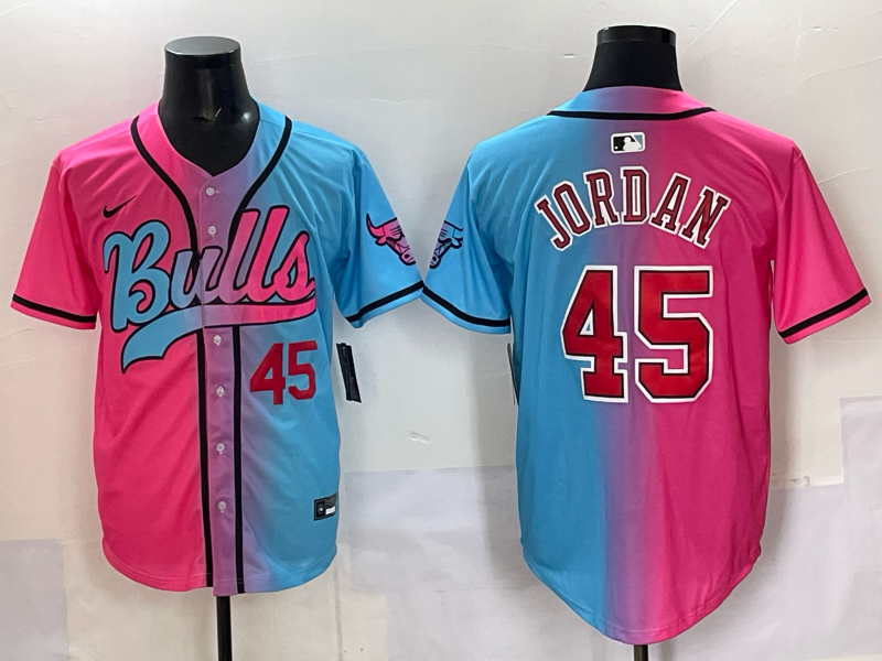 Men Chicago Bulls Nike #45 Jordan Blue pink NBA 2025 Jersey style 012->->NBA Jersey